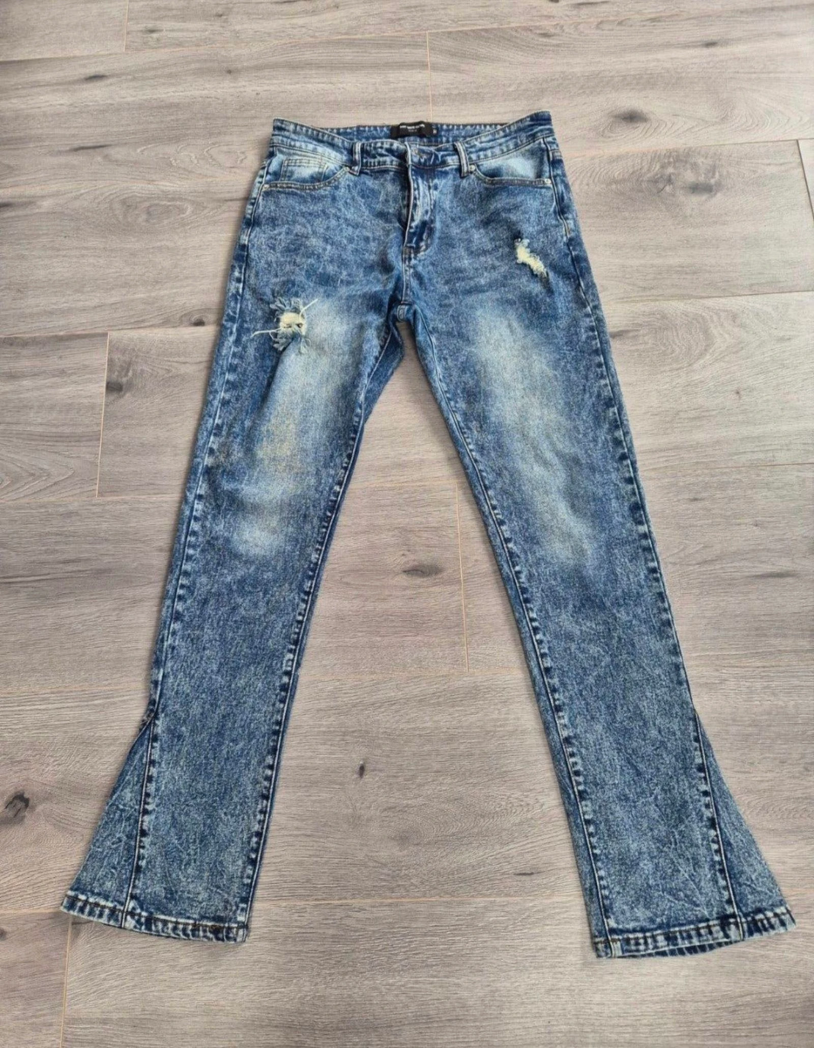 Don't Waste Culture Acid Wash Flare Jeans met Split - Maat 32